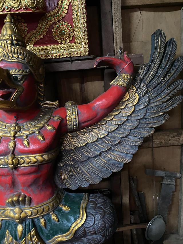 พญาครุฑไม้สัก ขนาด1เมตร20ซม ครุฑไม้แกะสลัก