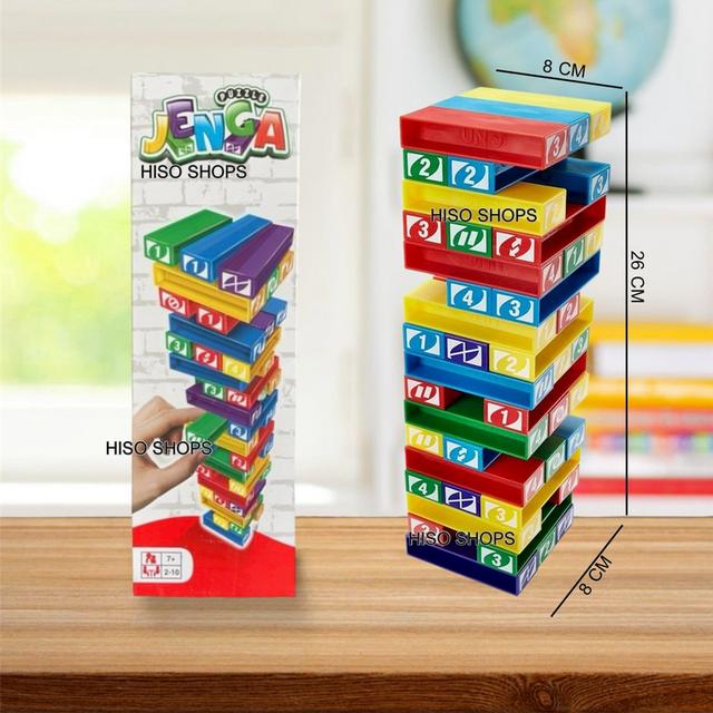 JENGA UNO BLOCK เกมไม้หลากสี เสริมพัฒนาการ ฝึกสมาธิ เล่นได้ทั้งครอบครัว 2-10 คน เกมเสริมสร้างความสัมพันธ์ สนุกมาก