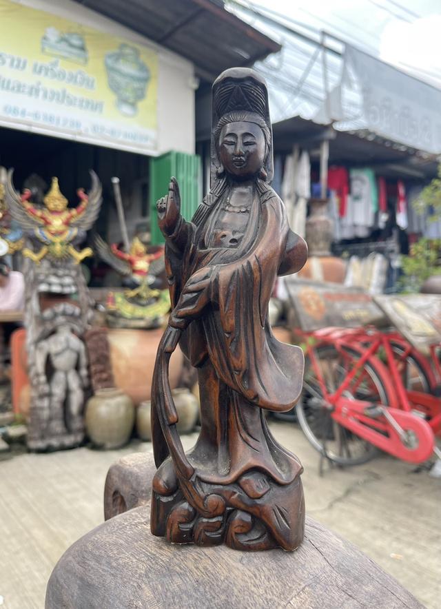 กวนอิมไม้แกะ ปางประทานพร พระโพธิสัตว์กวนอิมแกะสลัก ไม้กฤษณา สูง12นิ้ว