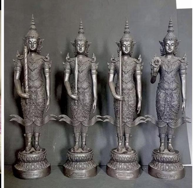 ท้าวจตุโลกบาลทั้งสี่ เนื้อทองเหลือง เทพผู้ภิทักษ์สี่ทิศ โดย วัดท่าซุง ปี2552 ขนาด15นิ้ว