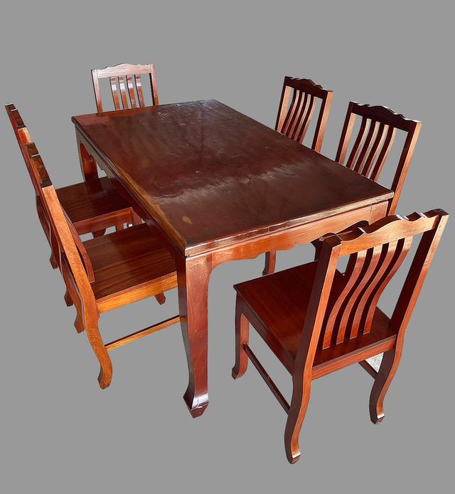 โต๊ะไม้ประดู่แผ่นเดียว 6ที่นั่ง ชุดโต๊ะไม้ประดู่ โต๊ะรับประทานอาหารไม้ประดู่