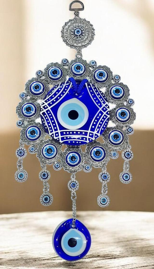 แขวนแต่งบ้าน evil eye hanging wall วงใหญ่ 15 ซม ดวงตาน้ำเงินใหญ่ 8.5 ซม ดวงตาน้ำเงินเล็ก 4 ซม ความสูงรวม 32 ซม. รูปที่ 2