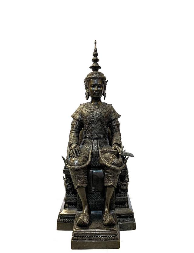 604.พระบรมรูปหล่อในหลวงรัชกาลที่ 5 พระบาทสมเด็จพระปรมินทรมหาจุฬาลงกรณ์ พระจุลจอมเกล้าเจ้าอยู่หัว ทรงประทับนั่งบัลลังก์ หน้าตัก 14 นิ้ว