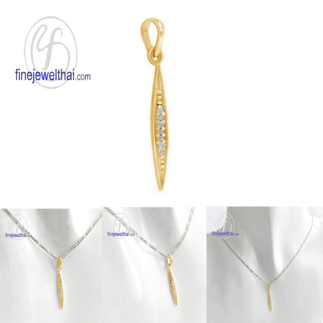 Finejewelthai จี้สร้อยคอ จี้เพชร สไตล์มินิมอล P1157cz00 4