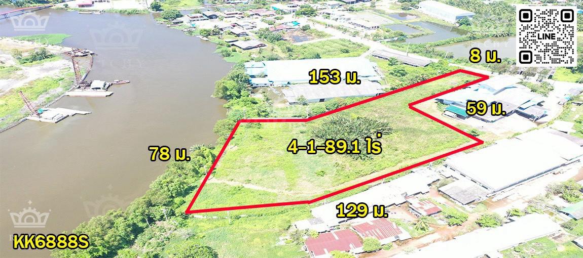 บรรยากาศริมคลองและสายลมเย็นตลอดปี กับที่สวย 4 ไร่เศษ ริมคลองใหญ่ เหมาะสร้างบ้าน พร้อมโรงงาน ขอใบ รง.4 ได้ ในทำเลดี   – KK6888S 1