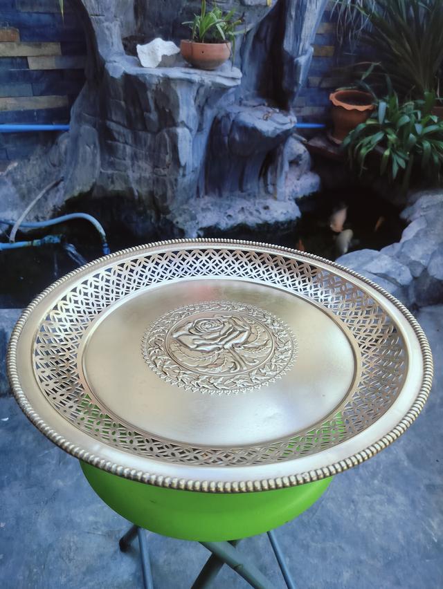 พานทองเหลือง14นิ้ว งานเก่า โบราณ 2