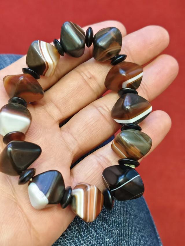 สร้อยข้อมือลูกปัดอาเกต Banded agate beads bracelet รูปที่ 3