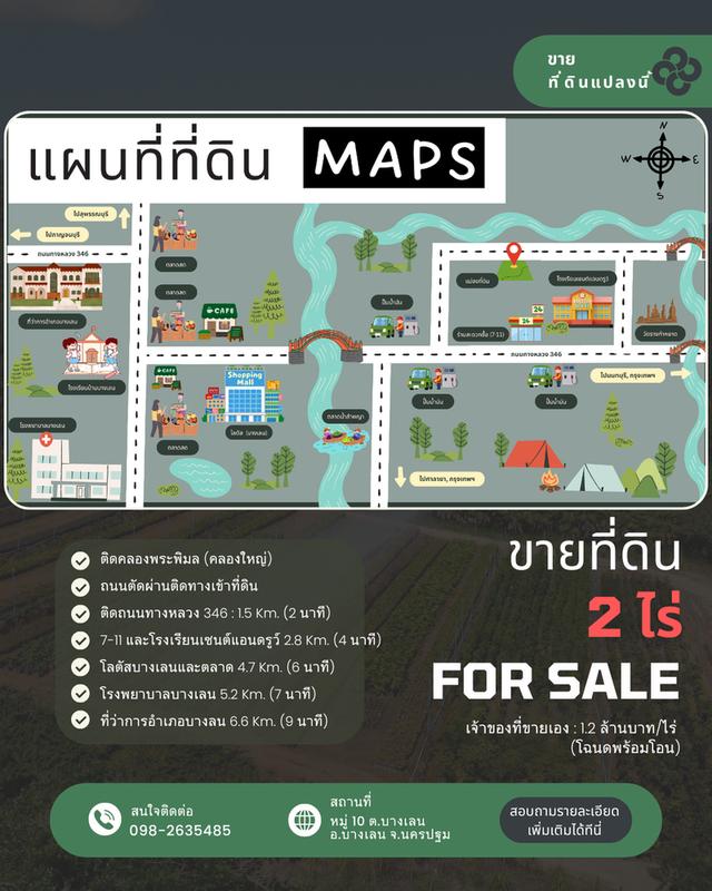 ที่ิิดินปริมณฑล (นครปฐม) ติดคลองใหญ่ ติดถนน ใกล้ตลาดและตัวอำเภอ ใกล้นนทบุรีและกรุงเทพฯ (โฉนดพร้อมโอน) 10