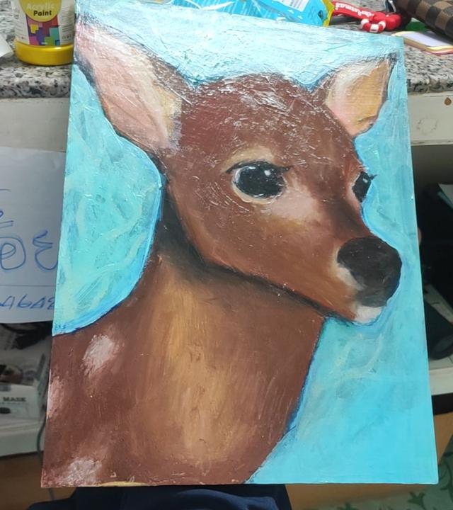 Dear (ภาพวาดบนผ้าใบ 30×40 เทคนิคสีอะคริลิค+สีช็อคน้ำมัน) 4