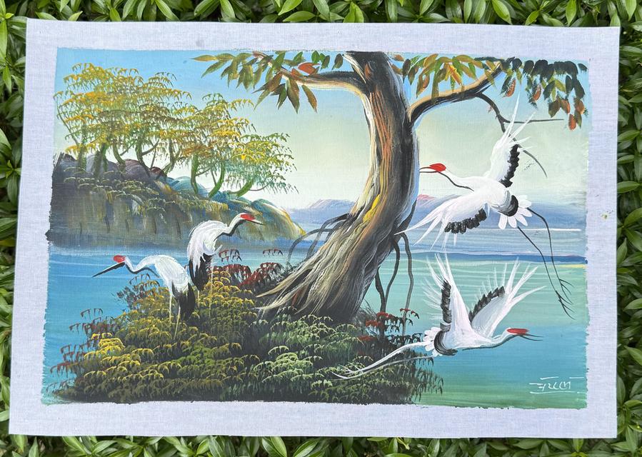 ภาพวาดสีน้ำพลาสติก (อิสระแห่งผืนป่า) ขนาด 30x40