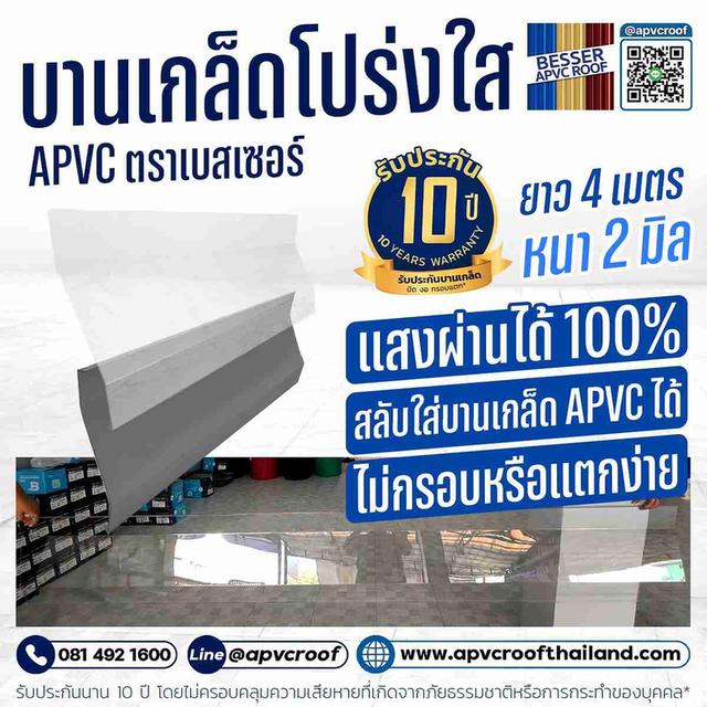 บานเกล็ดใส บานเกล็ดโปร่งแสง APVC ตราเบสเซอร์