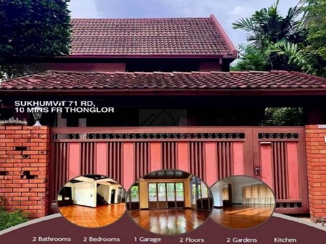 ให้เช่าบ้านแนว Country ยุโรป สุขุมวิท 71 ปรีดีพนมยงค์ 26 ซอยเดียวกับ Karo เพดานสูง พื้นไม้สักอย่างดี เหมาะอยู่อาศัย หรือ 1