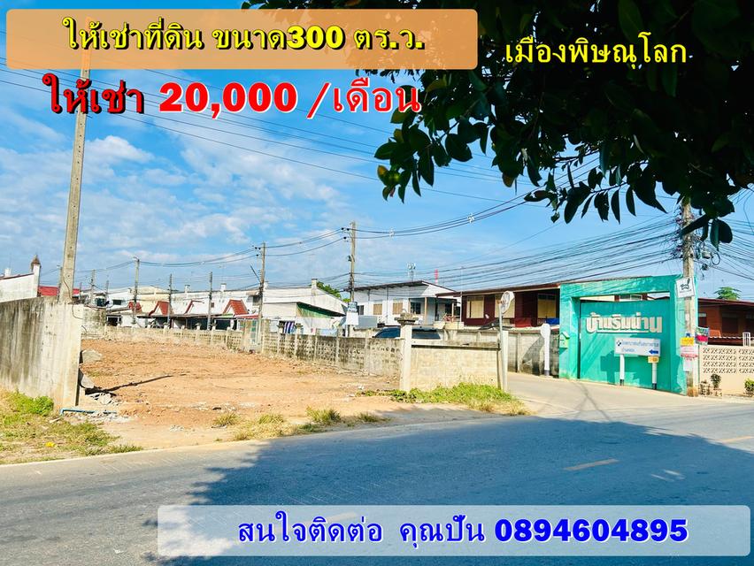 ให้เช่าที่ดิน เนื้อที่ 300 ตร.ว อ.เมือง จ.พิษณุโลก 1