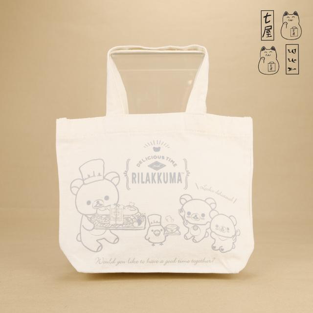 ถุงผ้า มินิโท้ท ริลัคคุมะ 🐻 Rilakkuma Delicious Time  ~ Standard・Mini Tote Bag・28 cm ~ System Service ~ San-X 2010 ~ สีธรรมชาติ・Unbleached・Kinari ✨ รูปที่ 2