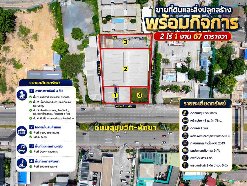 ขายที่ดินและสิ่งปลูกสร้าง พร้อมกิจการ ติดถนนสุขุมวิท พัทยา 4