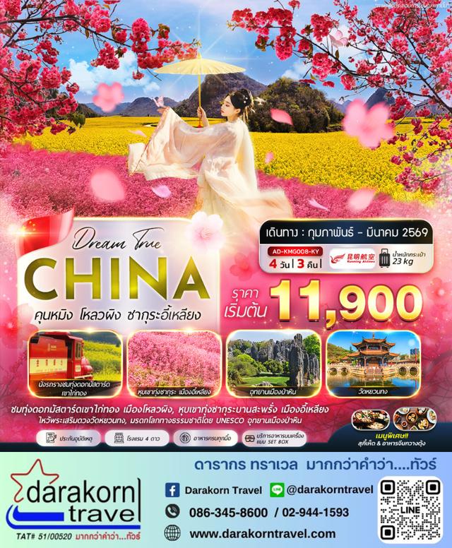 ทัวร์จีน คุนหมิง โหลวผิง ซากุระอี้เหลียง 4วัน 3คืน