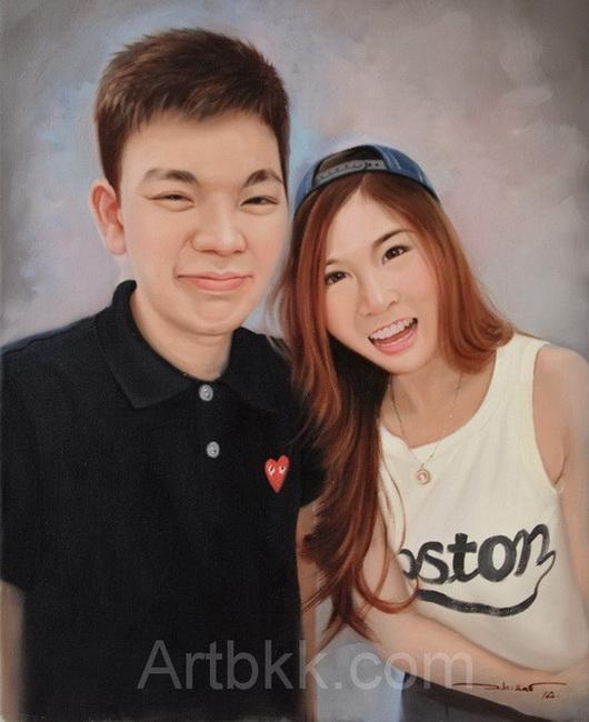ของขวัญวันแต่งงานภาพวาดสีน้ำมันพรีเวดดิ้งคู่รัก 7