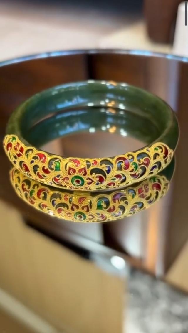 กำไลข้อมือหยกแท้ทองคำ30กรัม