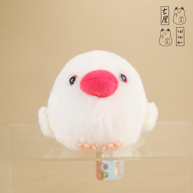 พวงกุญแจ ตุ๊กตา นกอ้วน ชิโระบุญโช・นกกระจอกชวาขาว  🕊️ SHIRO BUNCHO・White Bird Red Beak・Plush・AMUSE・Kotori Tai All Stars ~ Keychain・10 cm 🚨