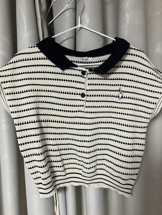 เสื้อยืดแขนสันลายทาง เสื้อถัก