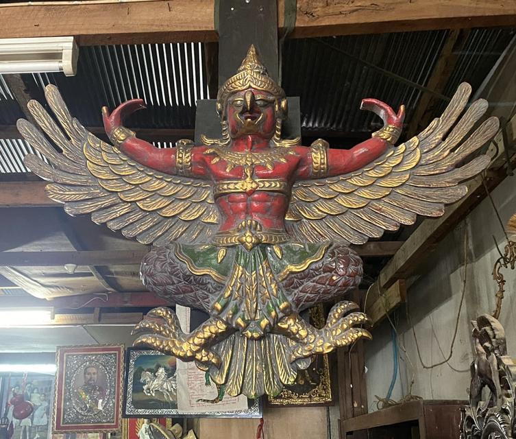 พญาครุฑไม้สัก ครุฑไม้แกะสลัก ขนาด120ซม