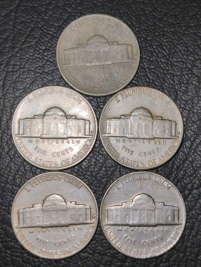 เหรียญ​สหรัฐอเมริกา​5เซน​ต์​ปี1964D, 4เหรียญ, ปี1963D, 1เหรียญ​