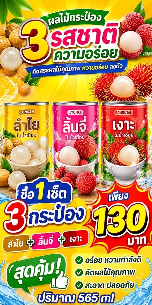 ผลไม้กระป๋อง เงาะกระป๋อง ลำไยกระป๋อง ลิ้นจี่กระป๋อง
