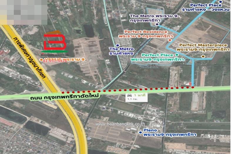ทาวน์โฮม เดอะเมทโทร พระราม9-กรุงเทพกรีฑา เนื้อที่ 19.7 ตรว. ถนนกรุงเทพกรีฑา เขตสะพานสูง กรุงเทพฯ 11