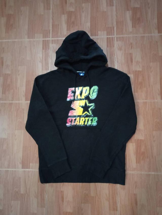 STARTER เสื้อฮู๊ดสีดำ ลายสกรีนสวย เชือกฮู๊ดปั๊มแบรนด์ สภาพดี สะอาด สียังออกเข้ม ไม่มีตำหนิเปื้อนขาด