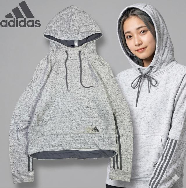 Adidas Hoodie สีเทาลายจุด