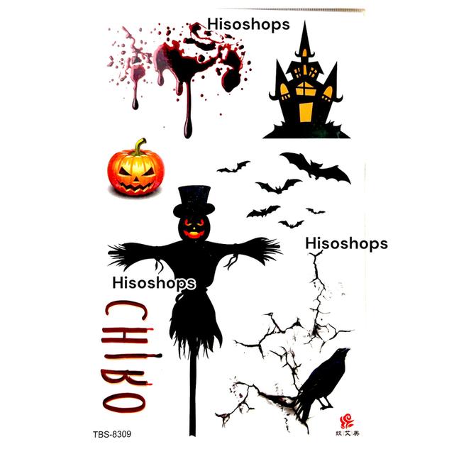 TATTOO แทททูฮาโลวีน รอยแผล รอยสักชั่วคราว แผ่นใหญ่ 190 x 120 mm. ทนน้ำ ทนเหงื่อ ใช้ติดตามใบหน้าและร่างกาย ในเทศกาลแฟนซีต่างๆ 5