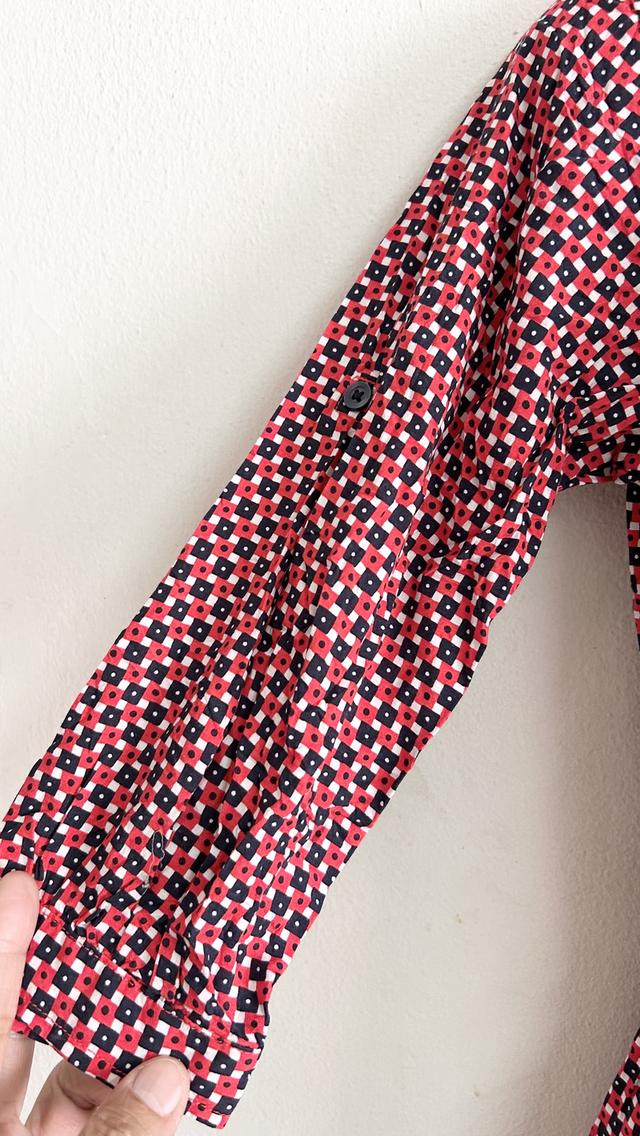 ยุนิS เดรสสั้นแขน4 ส่วนเรยอนลายกราฟฟิค รูปที่ 3