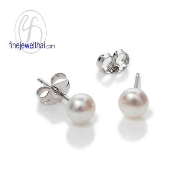 ต่างหูมุกแท้-มุกสีขาว-ต่างหูเงินแท้-Finejewelthai-E1032pl