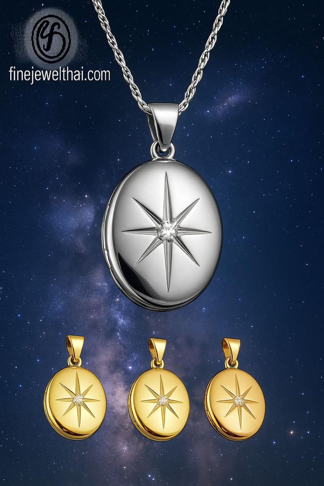 Finejewelthai จี้ล็อกเก็ต ทรงรี ฝังเพชร ของขวัญปีใหม่ ราคาพิเศษ