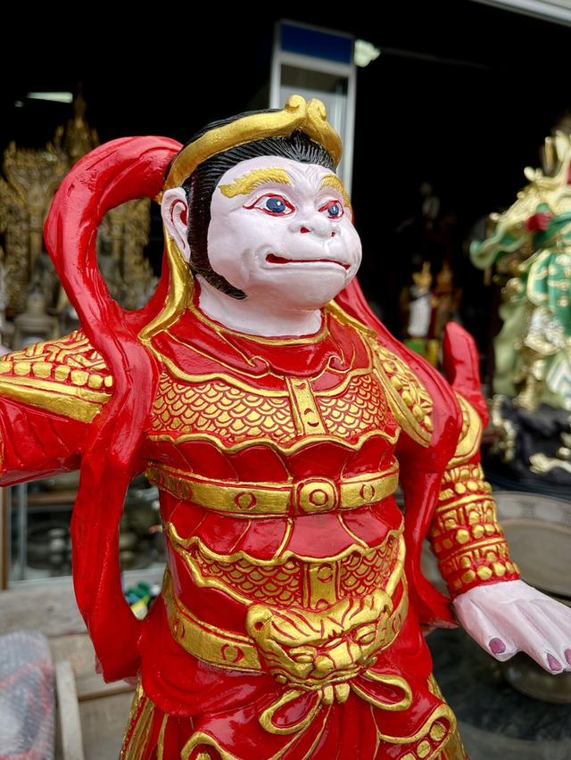 เห้งเจียไม้ เห้งเจียถือกระบอง แกะสลัก เห้งเจียหน้าดุ 7