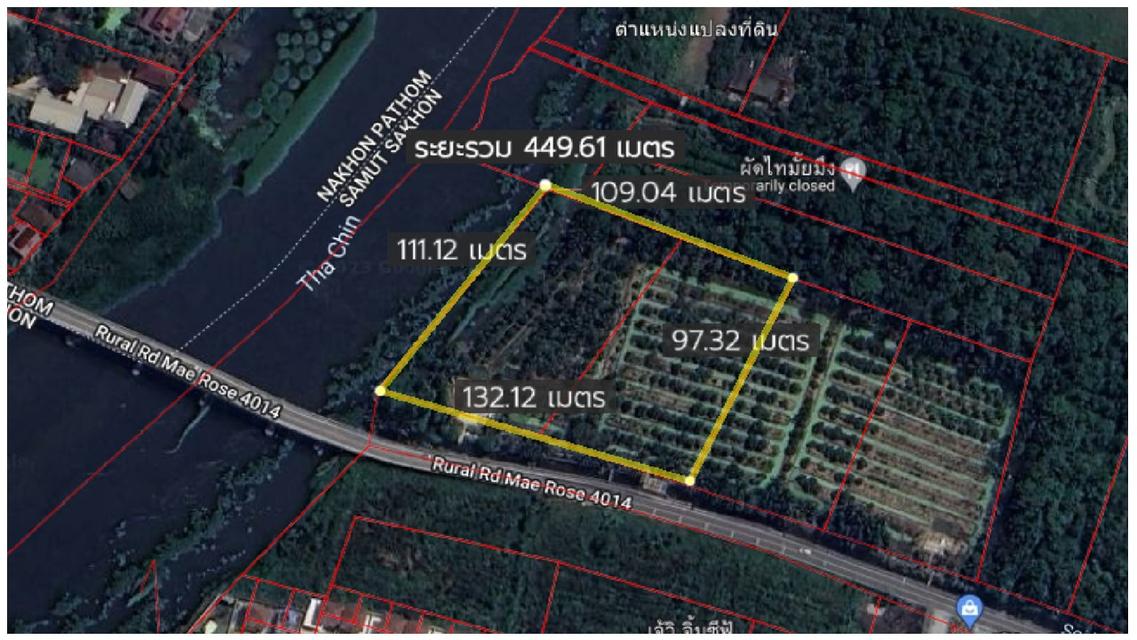 ที่ดินริมน้ำ ใกล้วัดท่าไม้ กระทุ่มแบน ที่ริมน้ำท่าจีนรูปสี่เหลี่ยม 6