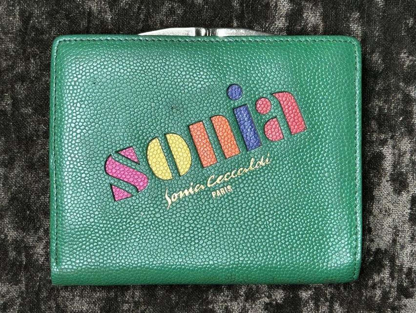 [80s-90s Pop Art Vintage] กระเป๋าเงินปิ๊กแป๊กก้ามปู Sonia Ceccaldi Paris แท้ หนังคาเวียร์สีเขียว💚 รูปที่ 2