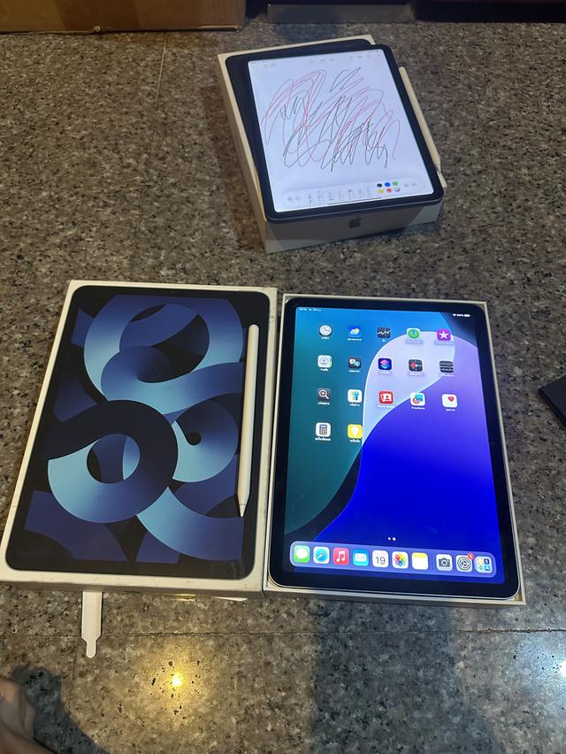 ขายiPadAir5สีใหม่Blue64กิ๊กแถมPencilยกกล่องอีมี่ตรงไร้รอยตกใช้งานดีทุกๆฟังชั่น