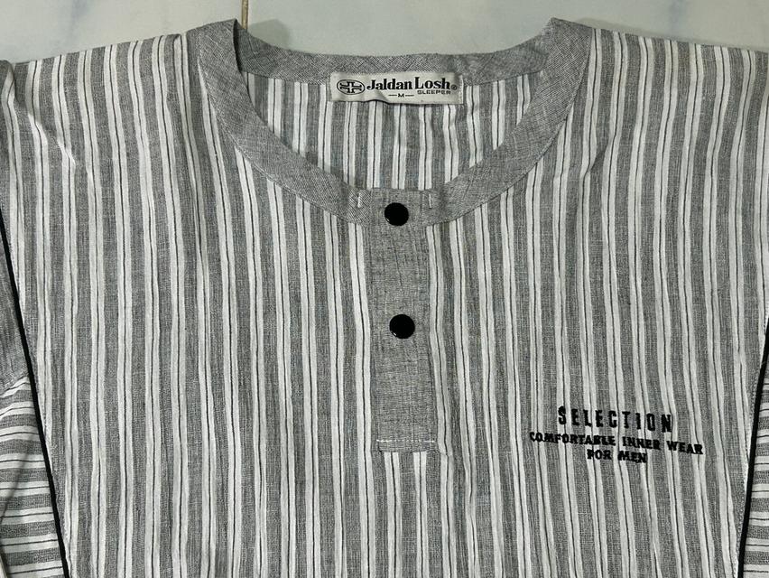 เสื้อแขนยาวคอเฮนลีย์วินเทจ 90s Jaldan Losh SLEEPER - Stripe Henley Neck Made in Japan รูปที่ 4