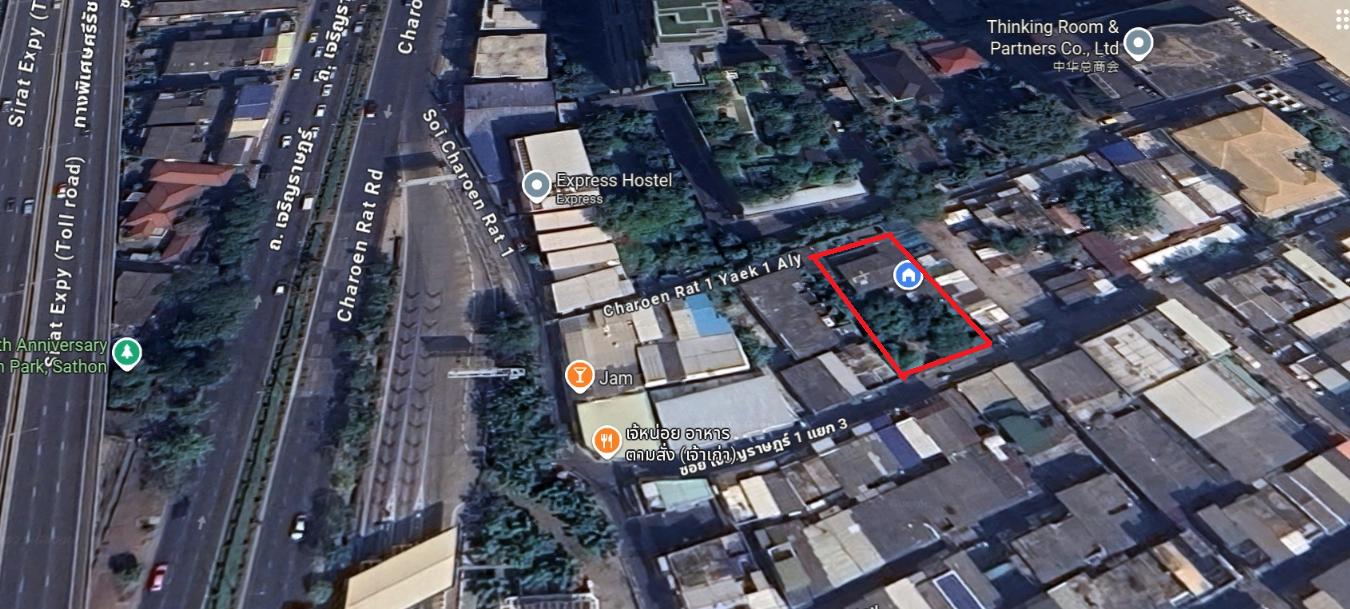 ขาย ที่ดิน พร้อมบ้านไม้ ซอยโรงน้ำแข็งเก่าถนนสาทรใต้ (ซ.เจริญราษฏร์1 แยก 3 ) โฉนด 190 ตรว. 8