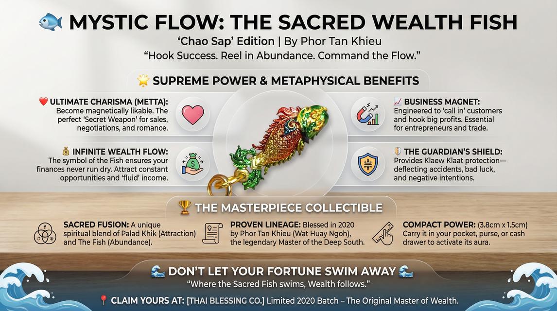 🐟✨ Mystic Flow: The Sacred Wealth Fish – Charisma & Infinite Abundance Talisman (Chao Sap Edition by Phor Tan Khieu)