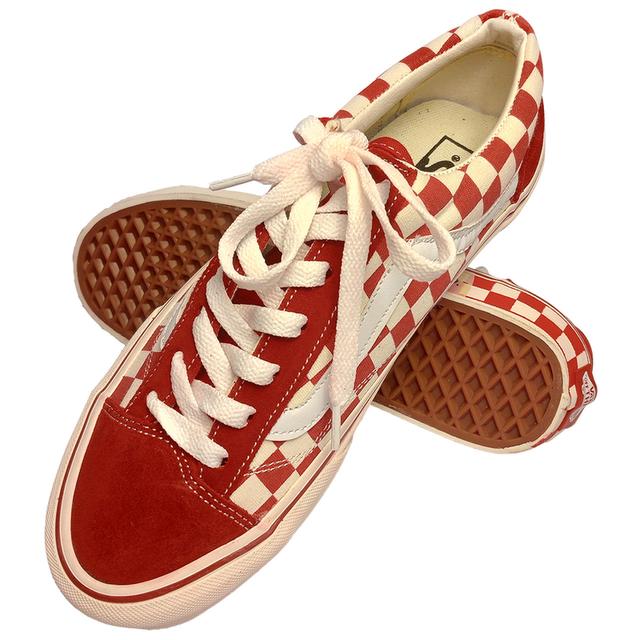 VANS รองเท้าผ้าใบของใหม่ สีแดงลายตาราง หมากรุก จัดส่งฟรี!!! เก็บปลายทาง 7