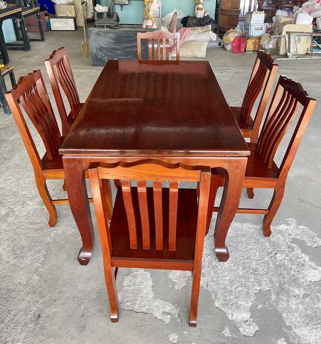 ชุดโต๊ะไม้ประดู่ 6ที่นั่ง โต๊ะไม้ประดู่แผ่นเดียว โต๊ะรับประทานอาหารไม้ประดู่ 2