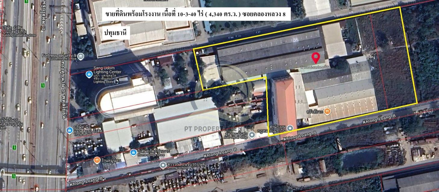 ขาย ที่ดินพร้อมโรงงาน เนื้อที่ 10-3-40 ไร่ (4,340 ตร.ว.) ซอยคลองหลวง 8 ปทุมธานี 4