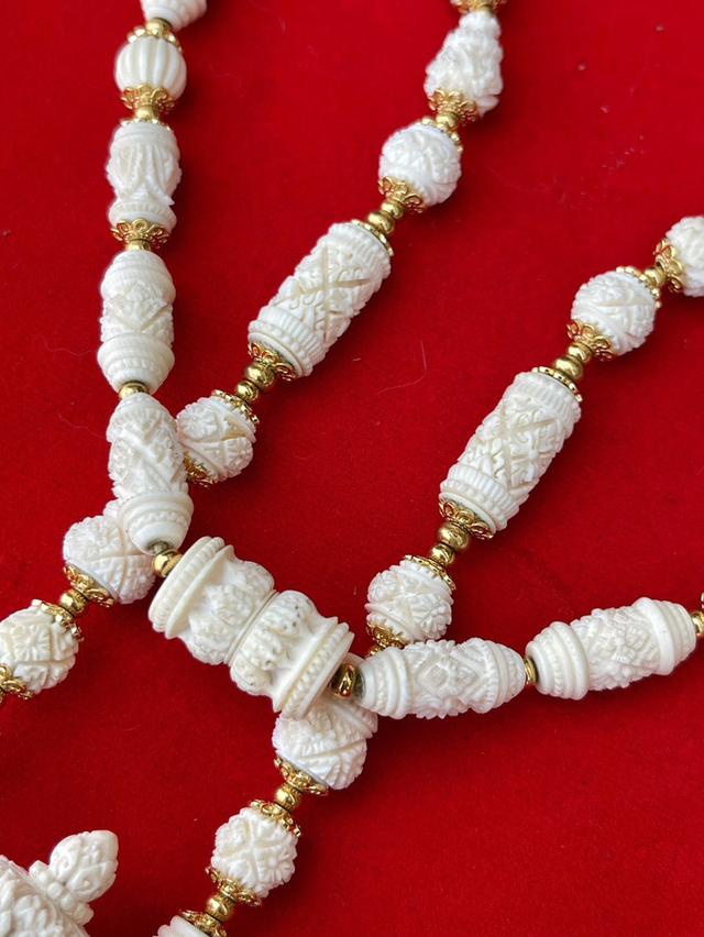 สร้อยงาช้างแกะสลัก สร้อยคองาช้าง สร้อยงาช้างแท้ทั้งเส้น ขนาดยาง14นิ้ว ปลายงาแกะสลัก 6