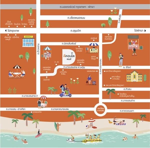 ขายดาวน์คอนโดใหม่ dcondo sense Bangsaen ราคาพิเศษ วิวสระ แต่งครบ พร้อมเฟอร์นิเจอร์ ชั้น 4 อาคาร B โทร 093-1681685 14