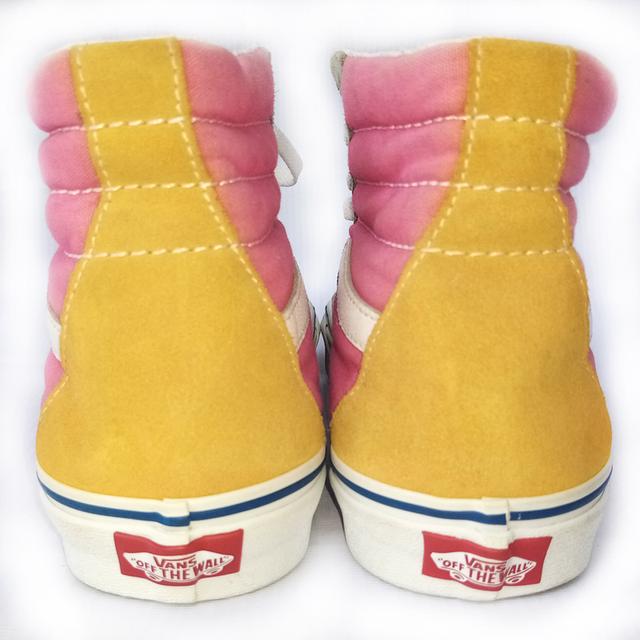 VANS ผ้าใบหุ้มข้อมือสอง สีชมพู เขียว เหลือง สภาพเหมือนใหม่ ส่งฟรี! เก็บปลายทาง 6