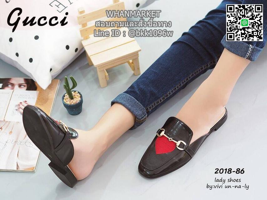 รองเท้าแตะหัวตัด งานเปิดส้น งานstyle Gucci ปักลายรูปปากและหัวใจ สุดน่าร๊าก