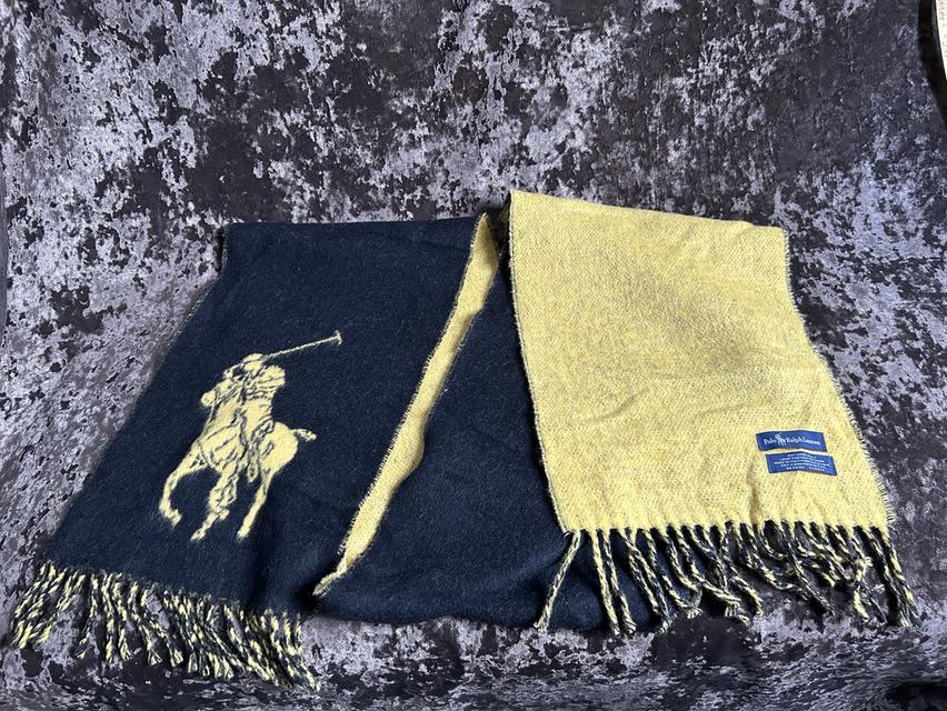 [ของแท้] ผ้าพันคอ Polo Ralph Lauren ลาย Big Pony - สี Navy/Yellow (สภาพใหม่ 100%)