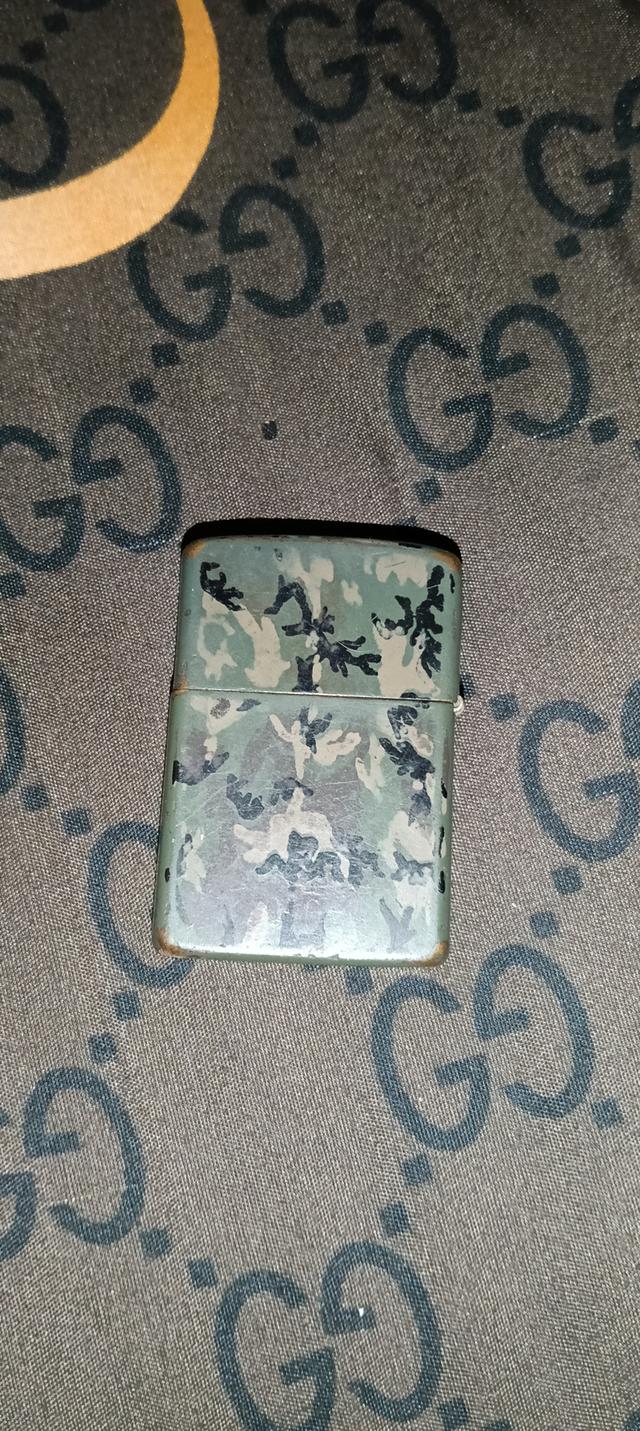 Zippo camouflage 1990 camo woodland slim new rare NOS new ไม่มีกล่อง 1